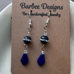 Dark Blue Tigers Eye and Blue Lapis Lazuli Bead Earrings